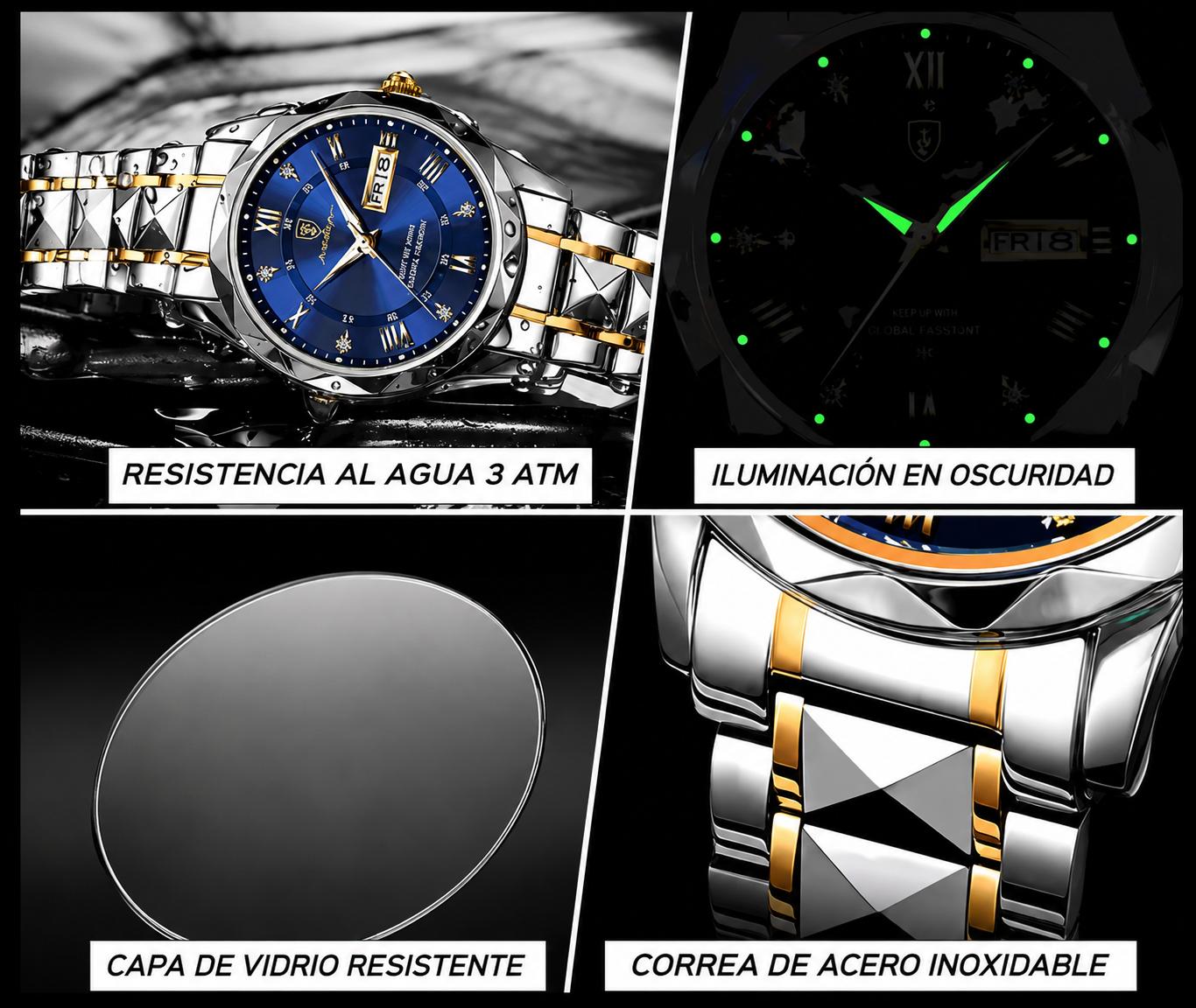 Reloj Poedagar Gold Blue