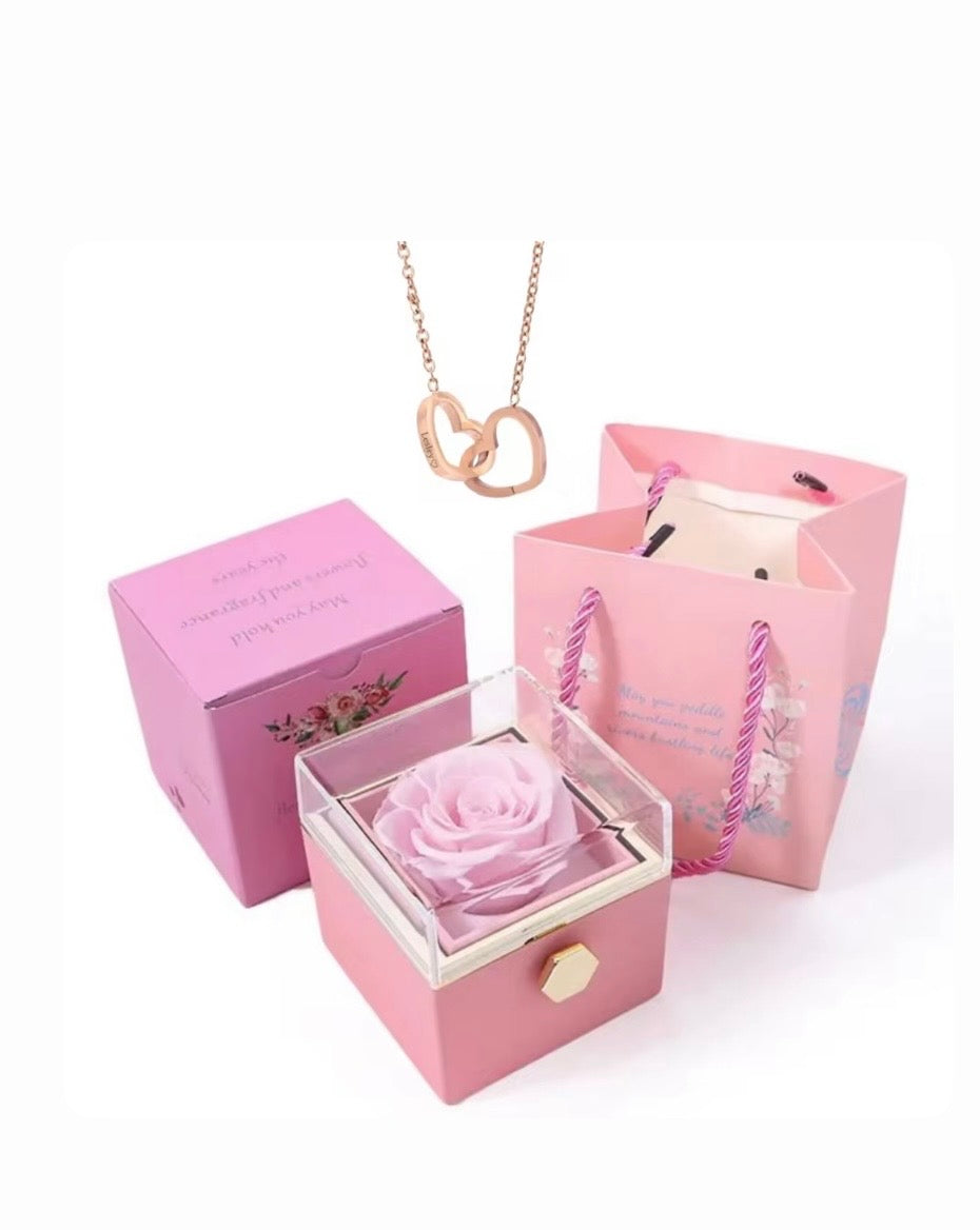 Collar De Corazón Con Rosa