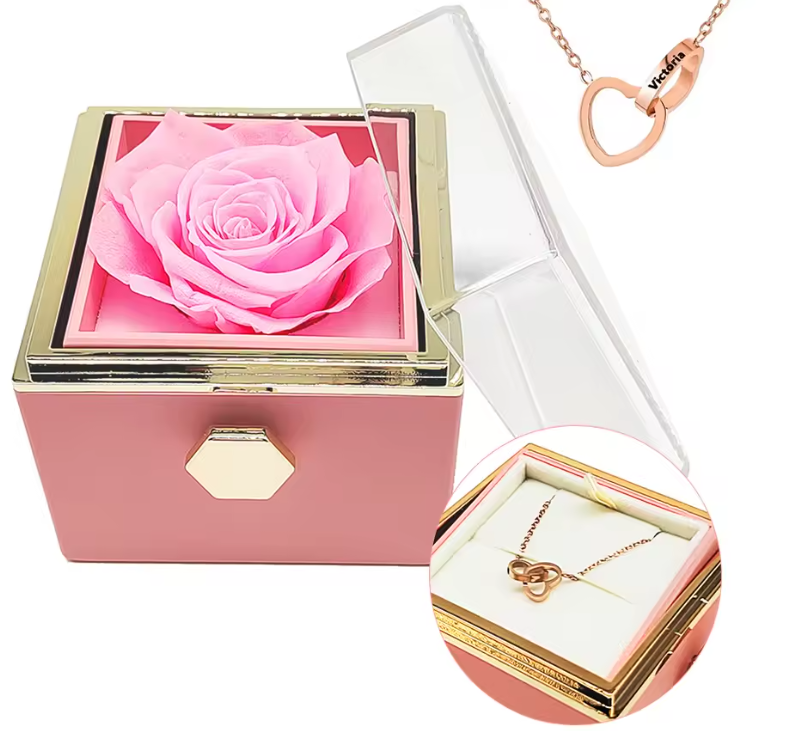 Collar De Corazón Con Rosa